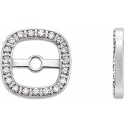 14k White 1/10 Ctw Natural Diamond Halo-style Earring Jackets