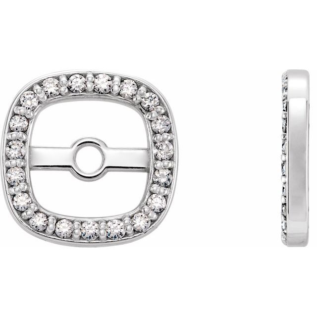 14k White 1/10 Ctw Natural Diamond Halo-style Earring Jackets