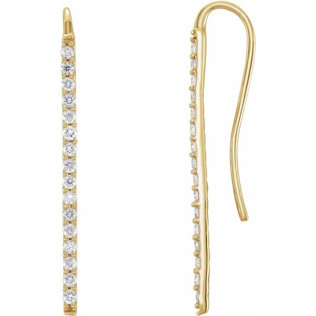14k Yellow 1/3 Ctw Natural Diamond Bar Earrings