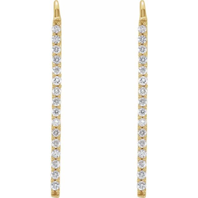 14k Yellow 1/3 Ctw Natural Diamond Bar Earrings