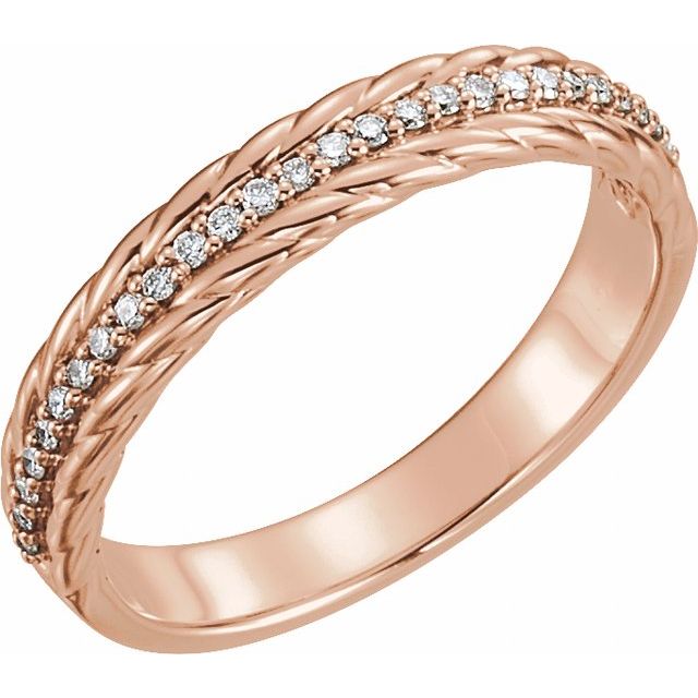 14k Rose 1/6 Ctw Natural Diamond Rope Ring