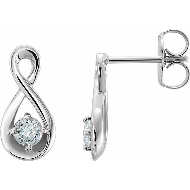 14k White 1/5 Ctw Natural Diamond Infinity-inspired Earrings