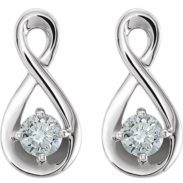 14k White 1/5 Ctw Natural Diamond Infinity-inspired Earrings