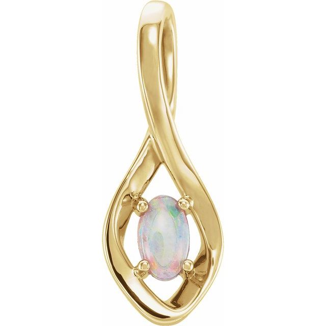 14k Yellow Natural White Opal Pendant