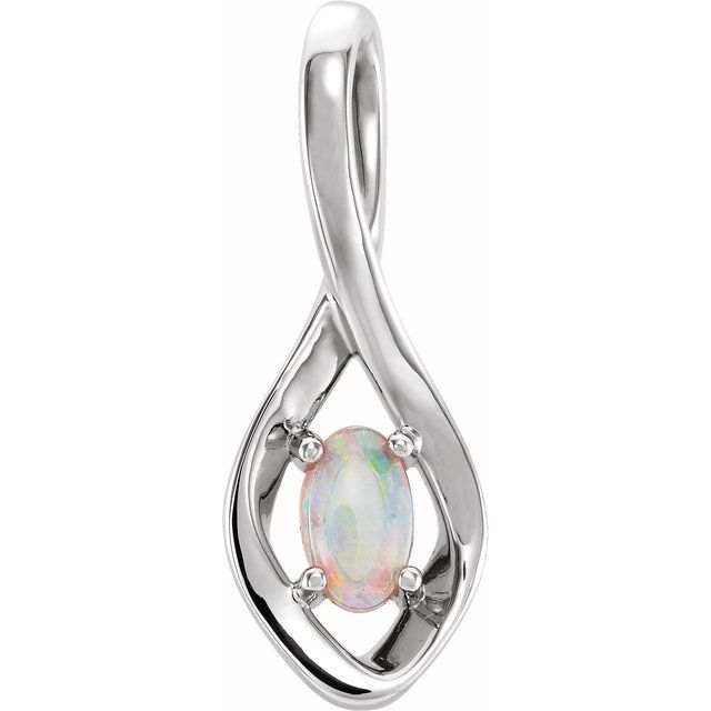 14k White Natural White Opal Pendant