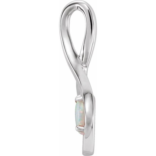 14k White Natural White Opal Pendant