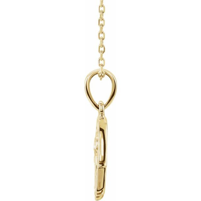 14k Yellow .03 Ctw Natural Diamond Hamsa 16-18' Necklace