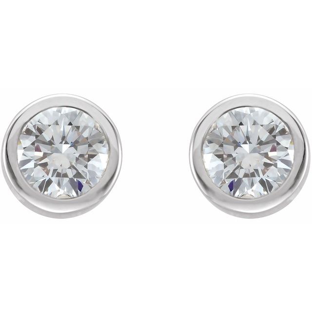 Rhodium-plated Sterling Silver Imitation White Cubic Zirconia Bezel-set Earrings