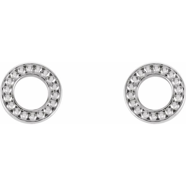 14k White Beaded Stud Earrings
