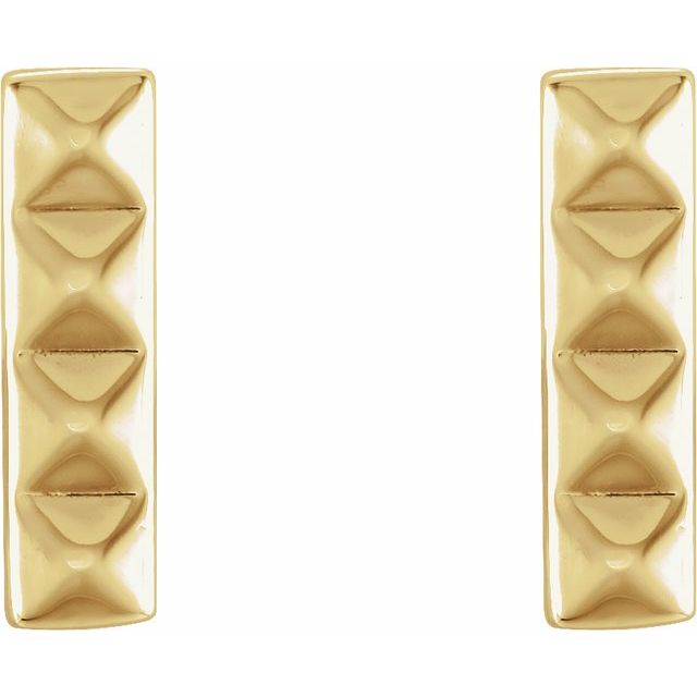 14k Yellow Pyramid Bar Earrings