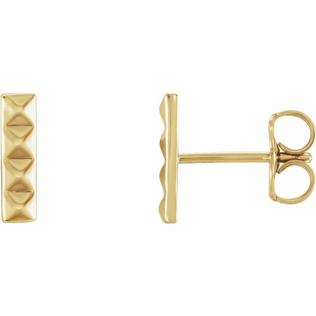 14k Yellow Pyramid Bar Earrings