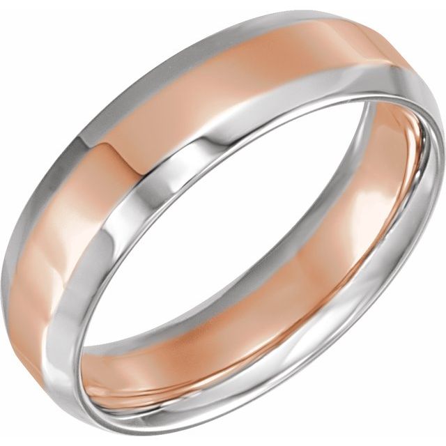 14K White/Rose  6 mm Beveled-Edge Band Size 9