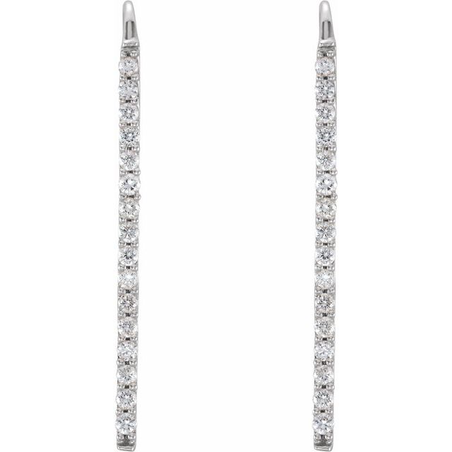 14k White 1/3 Ctw Natural Diamond Bar Earrings