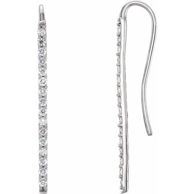 14k White 1/3 Ctw Natural Diamond Bar Earrings