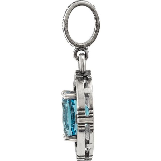 Sterling Silver Natural Swiss Blue Topaz Pendant