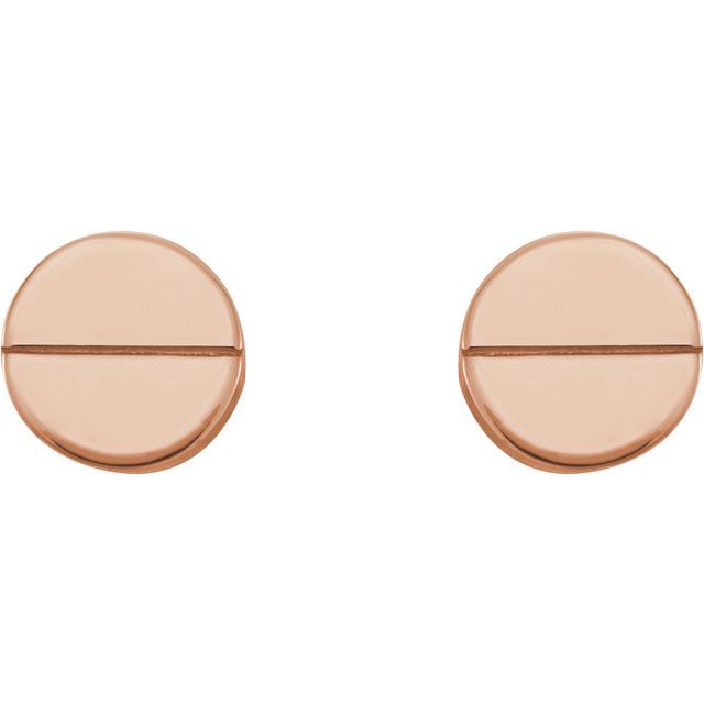 14k Rose 4.9 Mm Geometric Friction Closure Earrings