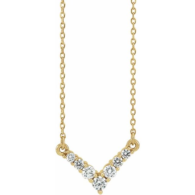 14k Yellow 1/3 Ctw Natural Diamond V 16-18' Necklace