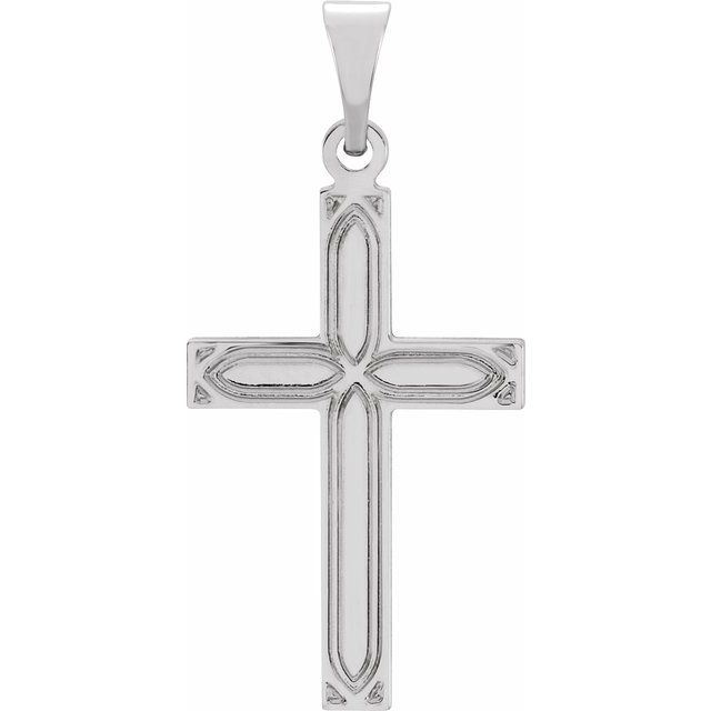14K White Cross Pendant