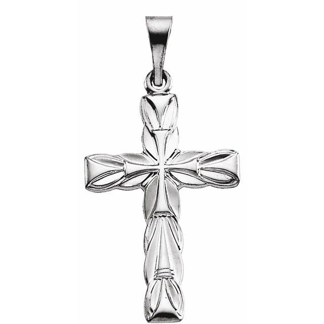 14K White 29x19.5 mm Cross Pendant