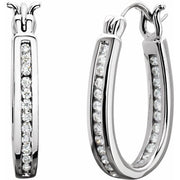 14K White 1/3 CTW Natural Diamond Inside-Outside Hinged 13.7 mm Hoop Earrings