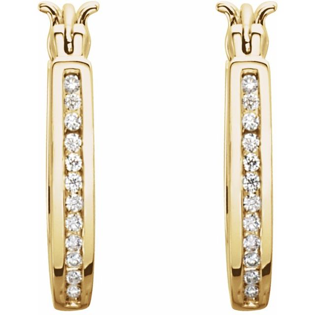 14K Yellow 1/3 CTW Natural Diamond Inside-Outside Hinged 13.7 mm Hoop Earrings