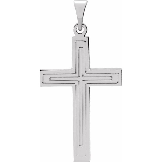 14K White 22x14 mm Cross Pendant