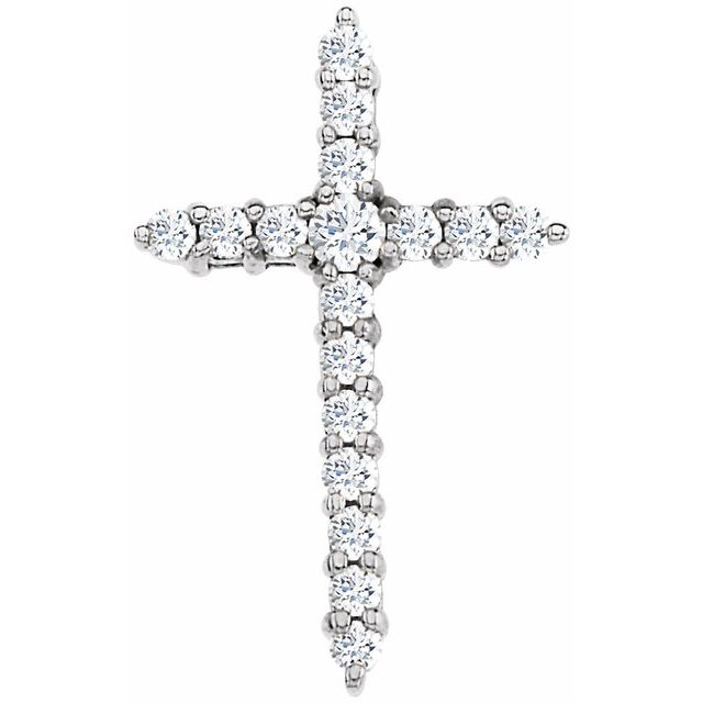 14K White 1/3 CTW Natural Diamond Cross Pendant