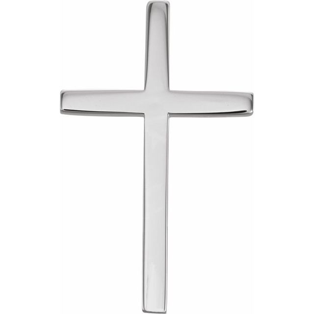 14K White 25.7x15.7 mm Cross Pendant