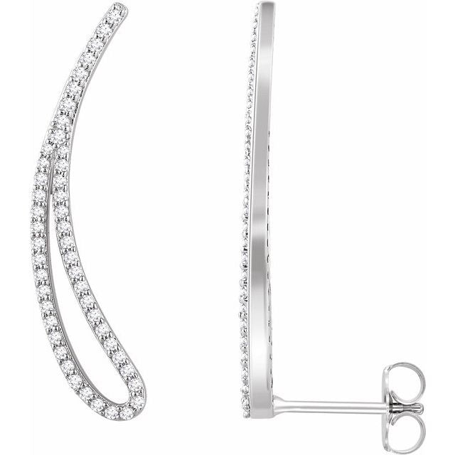 14k White 1/4 Ctw Natural Diamond Ear Climbers