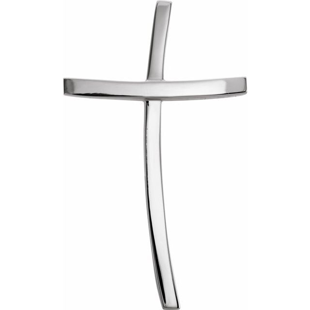 14K White 32x19.25 mm Cross Pendant