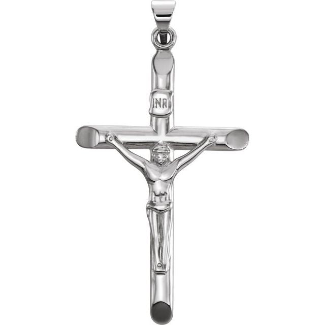 14K White 35x22 mm Crucifix Pendant