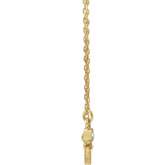14k Yellow .03 Ctw Natural Diamond Sideways Cross 16-18' Necklace