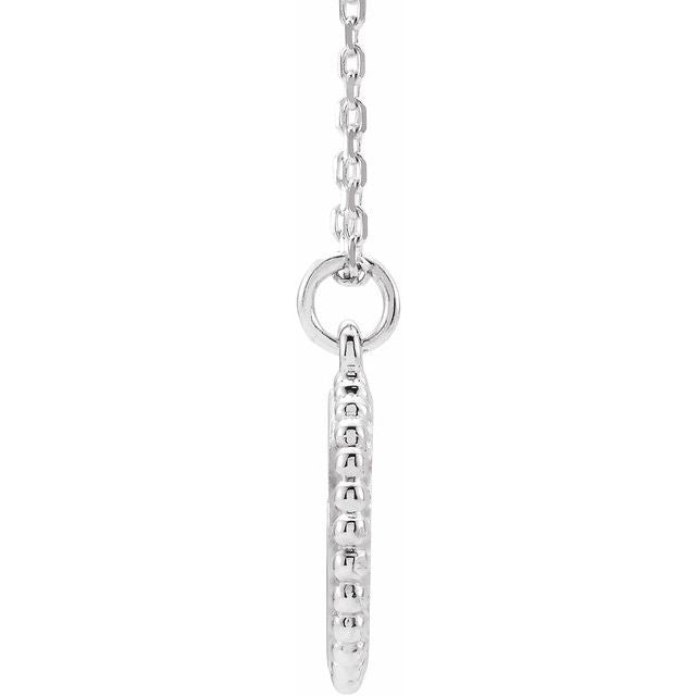 Sterling Silver Engravable Beaded Disc 16-18' Necklace