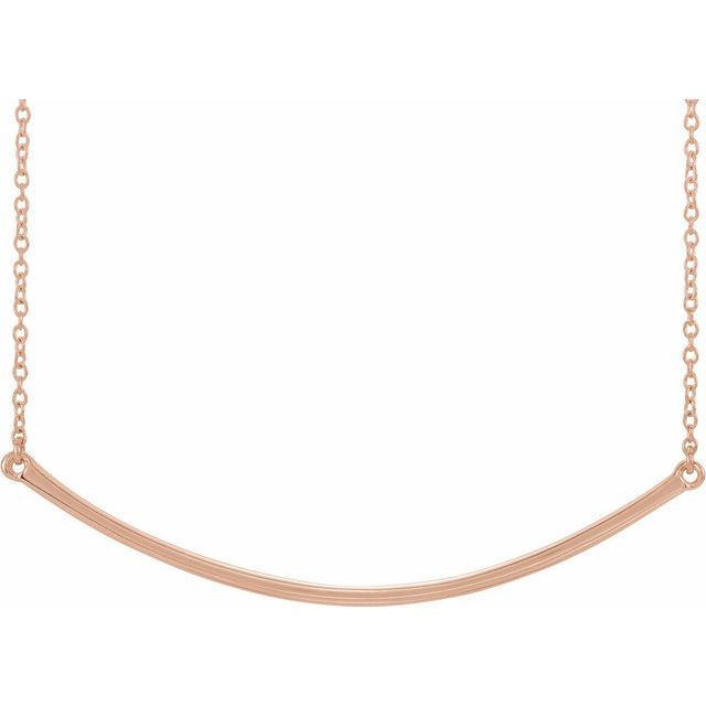 14K Rose Curved Bar 20' Necklace