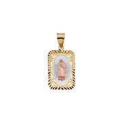Rhodium-Plated 14K Yellow/Rose Our Lady of Guadalupe Medal