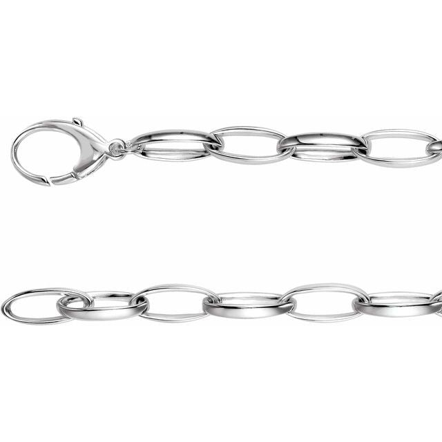 Sterling Silver 7.25 Mm Oval Cable 8' Chain
