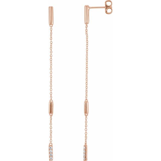 14k Rose 1/10 Ctw Natural Diamond Chain Earrings