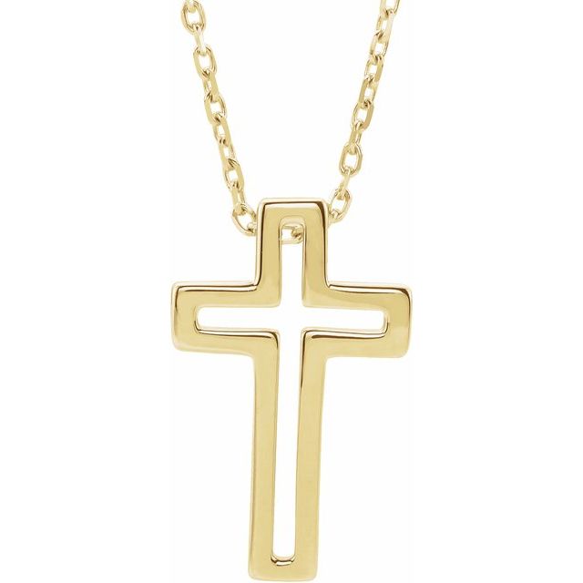 14k Yellow Open Cross 16-18' Necklace