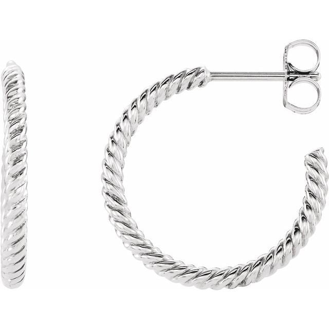 14k White Rope 17 Mm Hoop Earrings