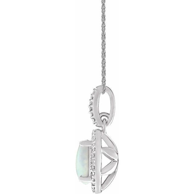 Sterling Silver Lab-grown Opal & .01 Ctw Natural Diamond 18' Necklace