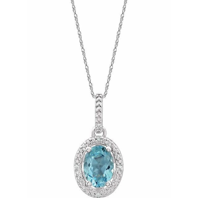 Sterling Silver Natural Sky Blue Topaz & .01 Ctw Natural Diamond 18' Necklace