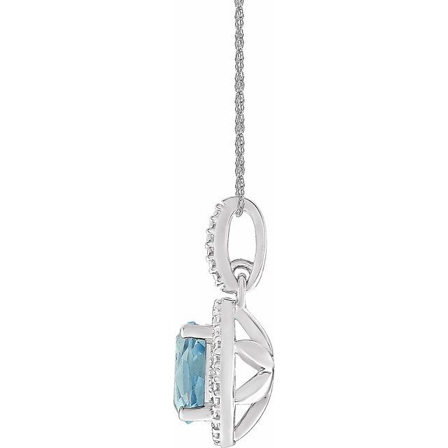 Sterling Silver Natural Sky Blue Topaz & .01 Ctw Natural Diamond 18' Necklace