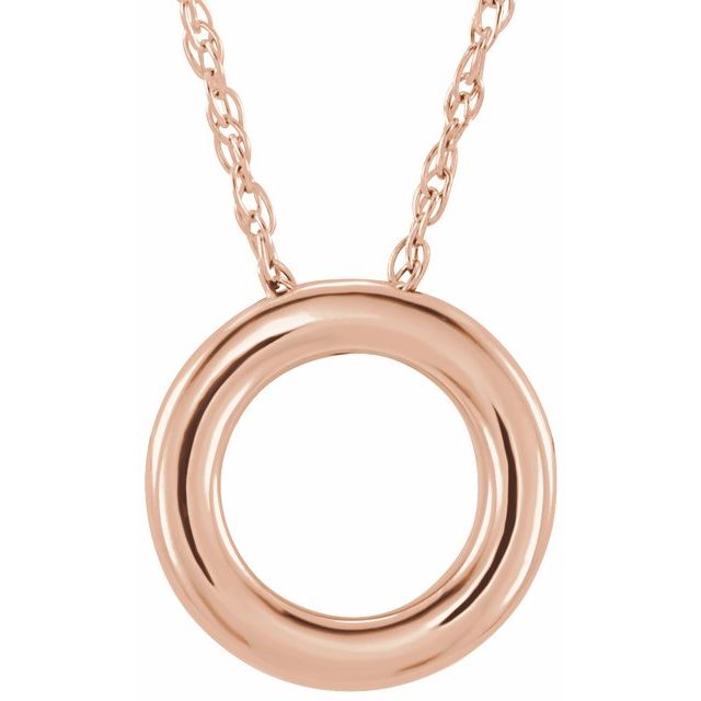 14k Rose 13 Mm Circle 18' Necklace