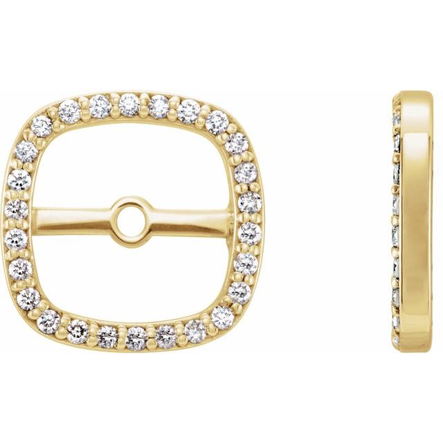 14k Yellow .08 Ctw Natural Diamond Halo-style Earring Jackets
