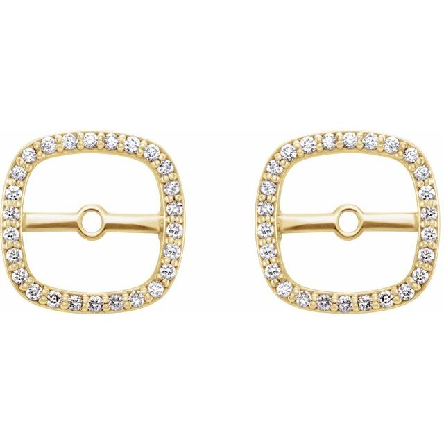14k Yellow .08 Ctw Natural Diamond Halo-style Earring Jackets