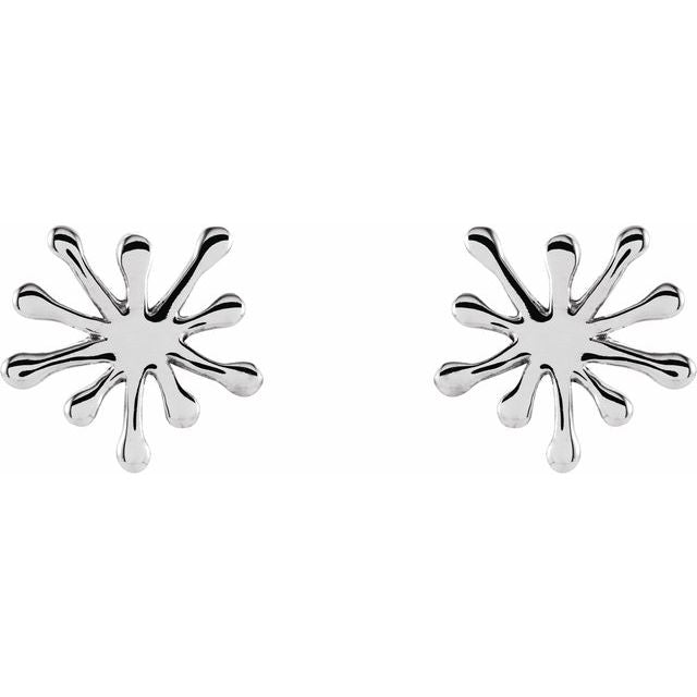 14K White Burst Stud Earrings