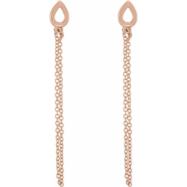 14k Rose Leaf Chain Earrings