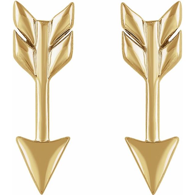 14k Yellow Arrow Earrings