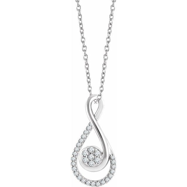 14k White 1/5 Ctw Natural Diamond Freeform 16-18' Necklace