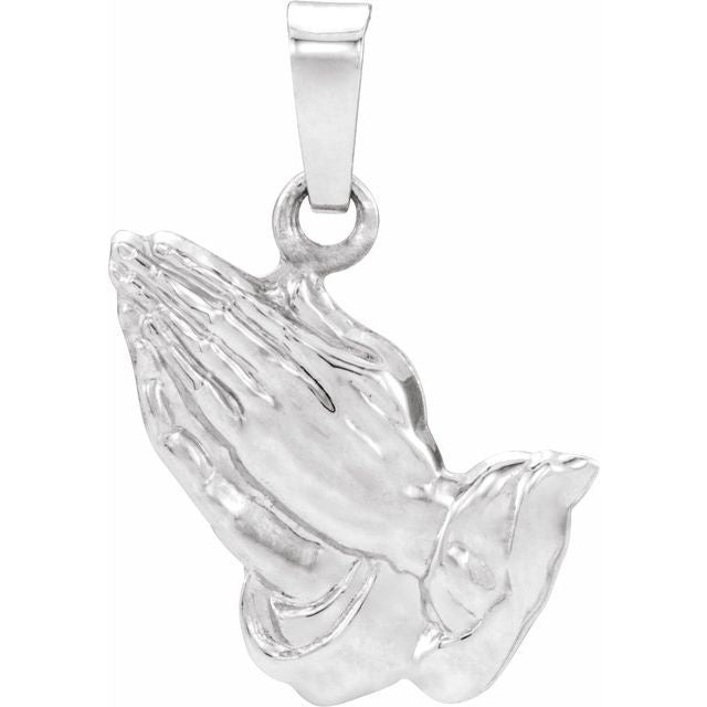 Sterling Silver 18.75x16 Mm Praying Hands Pendant